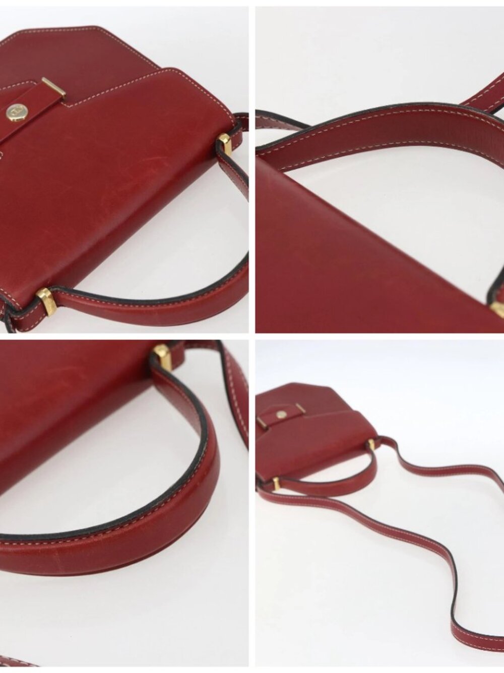 Christian Dior Hand Bag Leather 2way Red Gold Auth 159290 - Picture 16 of 16
